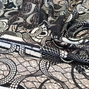 1 EV52 1.2y x 58.25"wide Scalamandre Lelievre Paris Jean Paul Gaultier Meltingpot Graphite Abstract Art Deco Suzani Classic Novelty Black and White MSRP USD450+