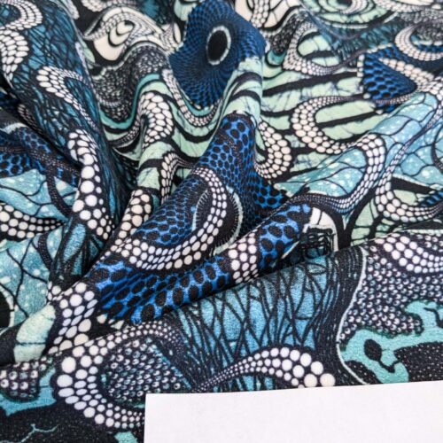 PXL_20250415_203328259 3 EV52 1.2y x 58"wide Scalamandre Lelievre Paris Jean Paul Gaultier Meltingpot Aqua Abstract Art Deco Suzani Classic Novelty Blue Black White  MSRP USD450+