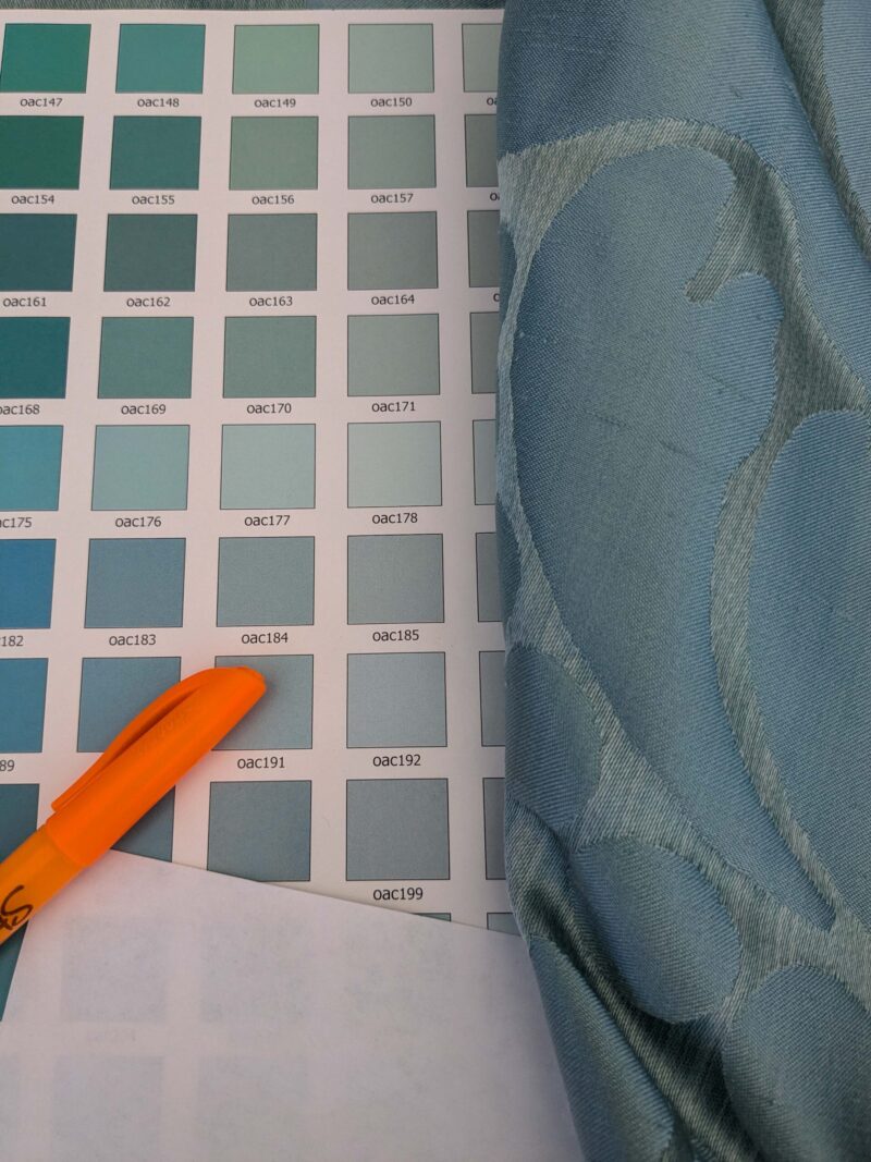 PXL_20250415_211433267 9 EV52 2.4y x 57"wide Scalamandre Old World Weavers Villa Regina Damask Blue 100% Silk Renaissance MSRP USD500+