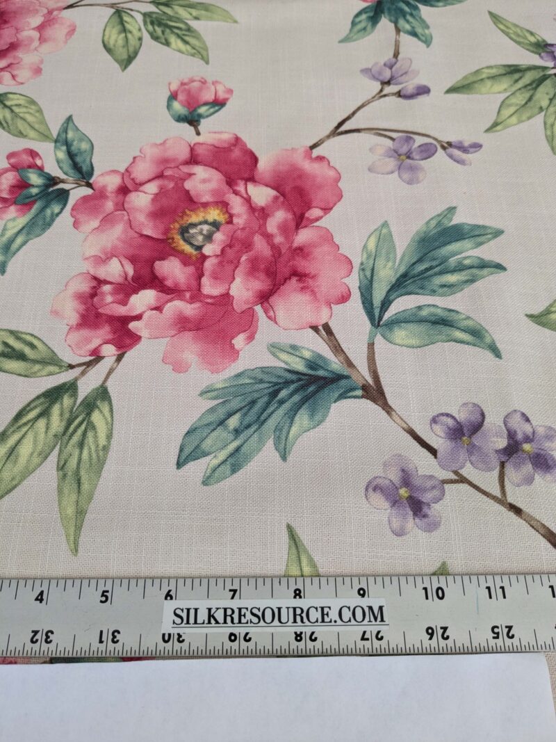 PXL_20250417_202617220 14 EV52 1.2y x 57"wide Scalamandre Roseland Cottage Petal Cream Pink Floral Print Botanical Polyester