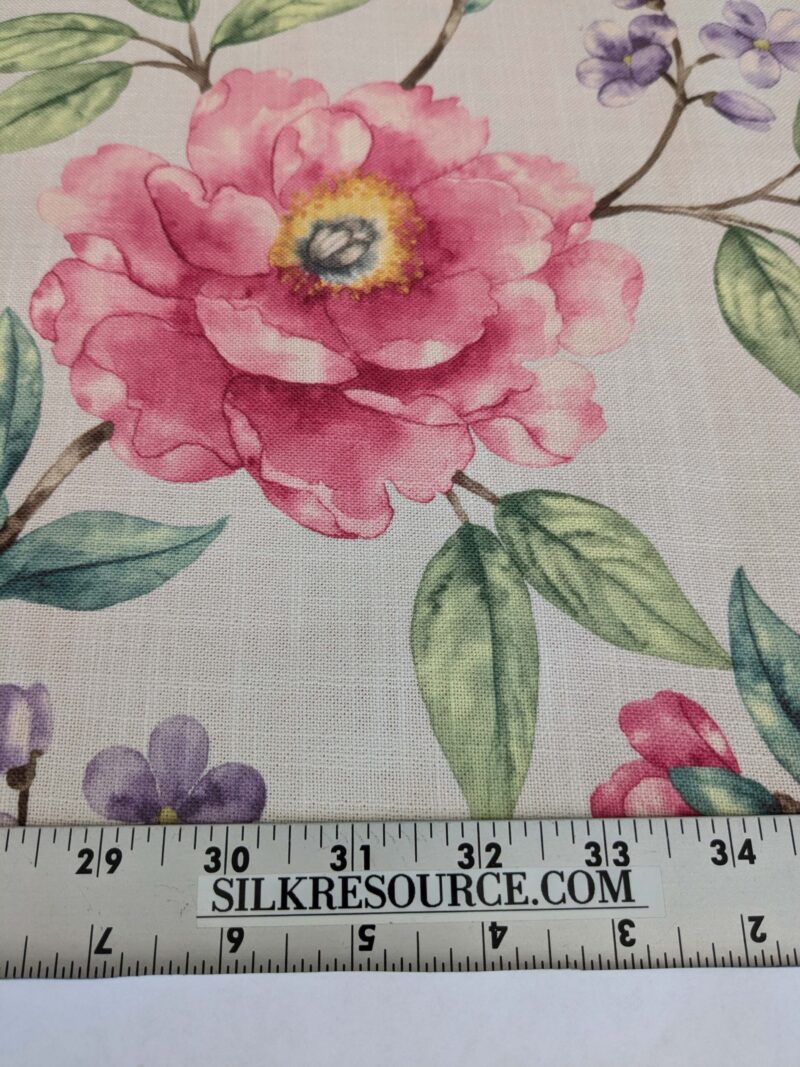 PXL_20250417_202630629 14 EV52 1.2y x 57"wide Scalamandre Roseland Cottage Petal Cream Pink Floral Print Botanical Polyester