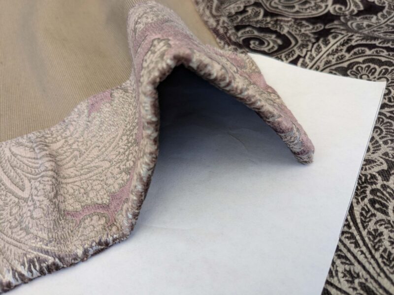 PXL_20250417_203016373 15 EV52 1.2y x 55"wide Scalamandre Palermo Velvet Paisley Amethyst Purple Printed Velvet Botanical Foliage MSRP USD610/y