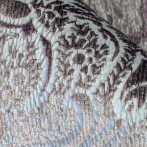 PXL_20250417_203042498 15 EV52 1.2y x 55"wide Scalamandre Palermo Velvet Paisley Amethyst Purple Printed Velvet Botanical Foliage MSRP USD610/y