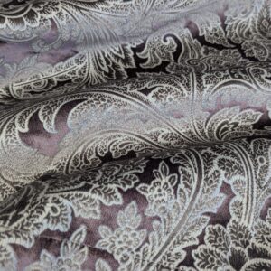PXL_20250417_203145489 15 EV52 1.2y x 55"wide Scalamandre Palermo Velvet Paisley Amethyst Purple Printed Velvet Botanical Foliage MSRP USD610/y
