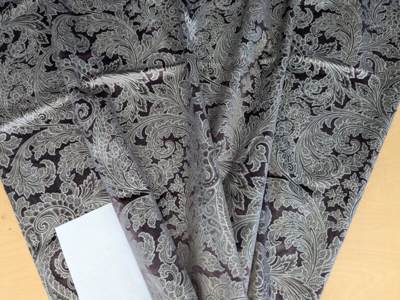 PXL_20250417_203203307 15 EV52 1.2y x 55"wide Scalamandre Palermo Velvet Paisley Amethyst Purple Printed Velvet Botanical Foliage MSRP USD610/y