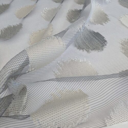 PXL_20250417_210421949 19 EV52 2.4y x 55"wide Scalamandre Christian Fischbacher Gemme Grey Sheer Dot Circle