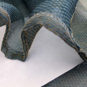 PXL_20250417_211443370 21 EV52 2.4y x 56"wide Scalamandre Christian Fischbacher Attitude Fr Patina Sheer Blue Brown Solid Polyester