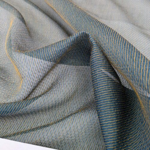 21 EV52 2.4y x 56"wide Scalamandre Christian Fischbacher Attitude Fr Patina Sheer Blue Brown Solid Polyester