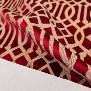 PXL_20250423_185702256 34 EV53 Square Scalamandre Aldeco Ryad Dyor Rubi Red Fretwork Lattice Geometric MSRP USD200+