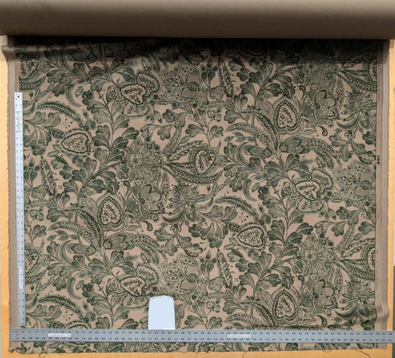 PXL_20250424_220335126 Scalamandre Fonthill Cranbrook Printed Velvet Forest Rich Emerald Green Printed Renaissance Floral Jacobean MSRP USD368/Y