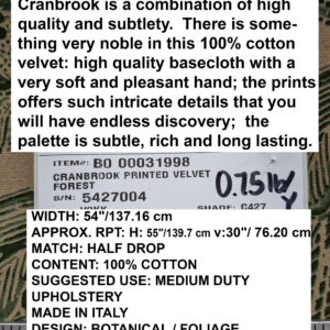 PXL_20250424_220350994 Scalamandre Fonthill Cranbrook Printed Velvet Forest Rich Emerald Green Printed Renaissance Floral Jacobean MSRP USD368/Y