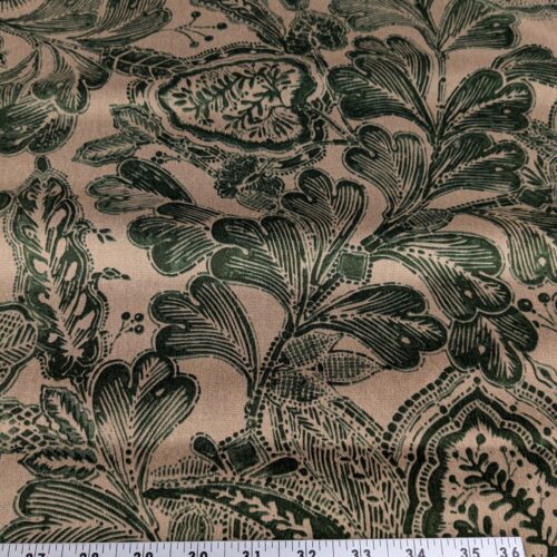 PXL_20250424_220541256 Scalamandre Fonthill Cranbrook Printed Velvet Forest Rich Emerald Green Printed Renaissance Floral Jacobean MSRP USD368/Y