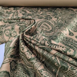 PXL_20250424_220901552 Scalamandre Fonthill Cranbrook Printed Velvet Forest Rich Emerald Green Printed Renaissance Floral Jacobean MSRP USD368/Y