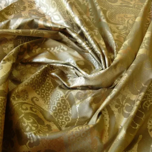 s-l1600 (2) 2.875yards Designer Renaissance Resist Printed Silk Copper Silver Gold Fortuny Style #1316