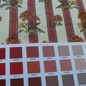 Caitlin-4 By yard Lee Jofa Caitlin Floral Poppy Lampas Stripe Red Gold MSRP USD 240/y
