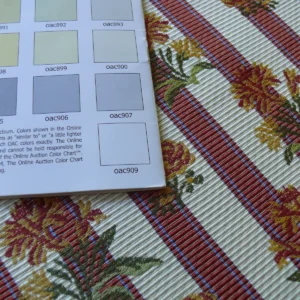 Caitlin-5 By yard Lee Jofa Caitlin Floral Poppy Lampas Stripe Red Gold MSRP USD 240/y