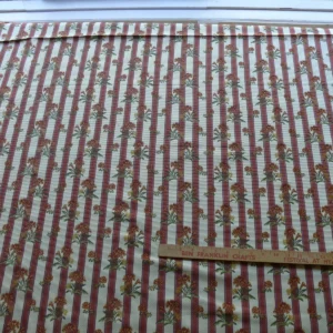 Caitlin-6 By yard Lee Jofa Caitlin Floral Poppy Lampas Stripe Red Gold MSRP USD 240/y