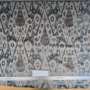 PXL_20250520_204551445 Scalamandre  Tai Lao Mist Blue Brown Velvet Ikat Paisley Viscose Cotton MSRP USD 532/y