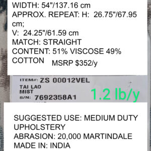 PXL_20250520_204605096~2 Scalamandre  Tai Lao Mist Blue Brown Velvet Ikat Paisley Viscose Cotton MSRP USD 532/y