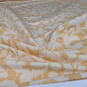 PXL_20250521_192131185 Scalamandre Swirl Yellow White Scroll Damask Ikat Linen Silk Refreshing MSRP USD 372/y