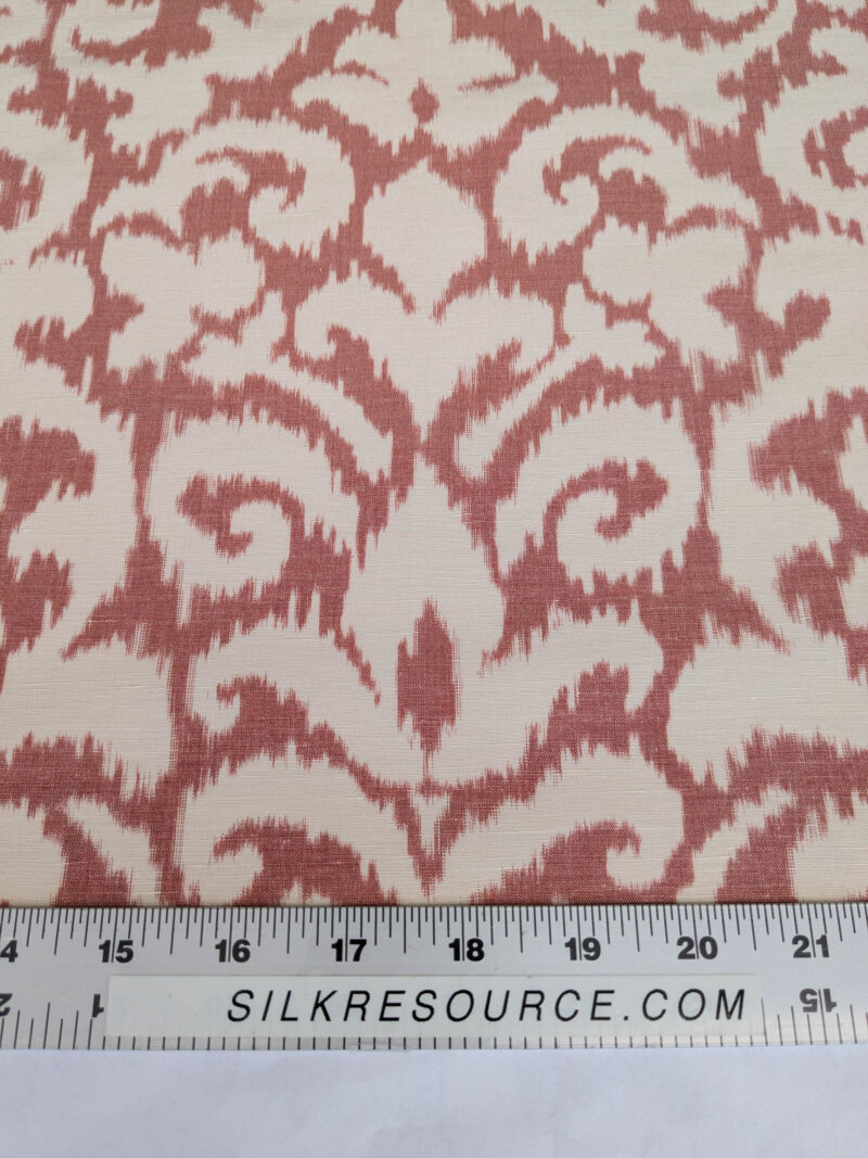 PXL_20250521_192648871 Scalamandre Swirl Red White Scroll Damask Ikat Linen Silk MSRP USD 372/y