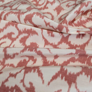 PXL_20250521_192658273 Scalamandre Swirl Red White Scroll Damask Ikat Linen Silk MSRP USD 372/y