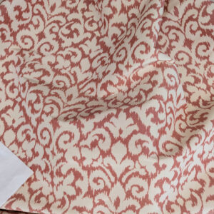 PXL_20250521_193014956 Scalamandre Swirl Red White Scroll Damask Ikat Linen Silk MSRP USD 372/y