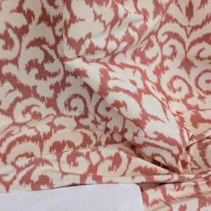 PXL_20250521_193029580 Scalamandre Swirl Red White Scroll Damask Ikat Linen Silk MSRP USD 372/y