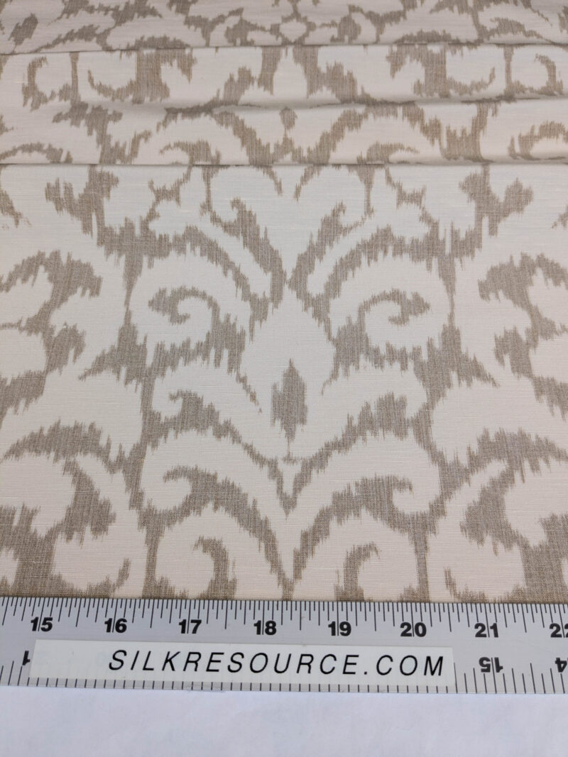 PXL_20250521_194417806 Scalamandre Swirl Beige  White Scroll Damask Ikat Linen Silk MSRP USD 372/y