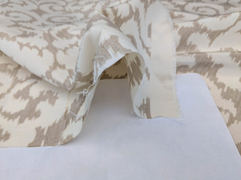 PXL_20250521_194535663 Scalamandre Swirl Beige  White Scroll Damask Ikat Linen Silk MSRP USD 372/y