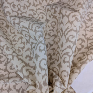 PXL_20250521_194615492 Scalamandre Swirl Beige  White Scroll Damask Ikat Linen Silk MSRP USD 372/y