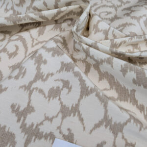 PXL_20250521_194641577 Scalamandre Swirl Beige  White Scroll Damask Ikat Linen Silk MSRP USD 372/y