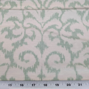 PXL_20250521_194939021 Scalamandre Swirl Seafoam Aqua Blue Green White Scroll Damask Ikat Linen Silk MSRP USD 372/y
