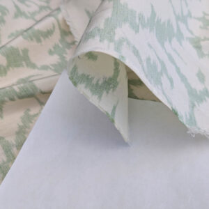 PXL_20250521_195045554 Scalamandre Swirl Seafoam Aqua Blue Green White Scroll Damask Ikat Linen Silk MSRP USD 372/y