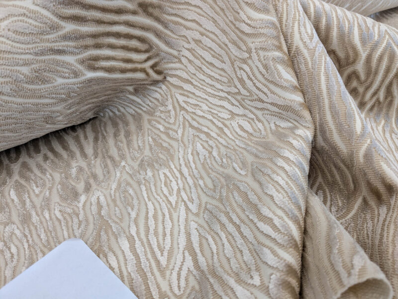 PXL_20250521_205546922 0.75 yards Scalamanre Faux Bois Velvet Sand Beige Abstract MSRP USD480/y