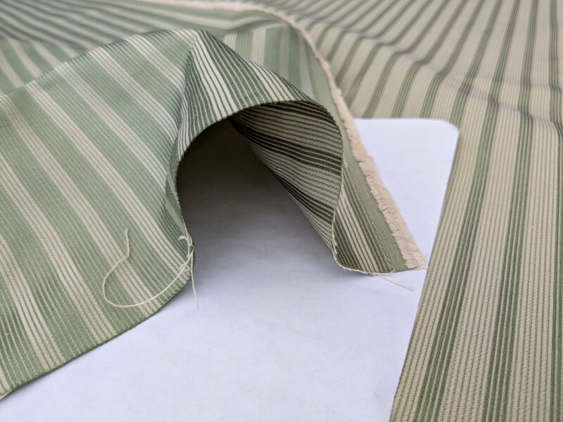 PXL_20250521_210638620 Scalamandre Chopin Stripe Reseda Green Bay Grey Green Silk Cotton MSRP USD 240/Yard