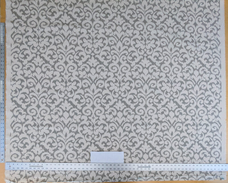 PXL_20250523_182847266 Scalamandre Swirl Grey Beige Scroll Damask Ikat Linen Silk MSRP USD 372/y
