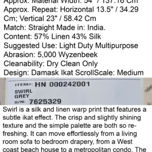 PXL_20250523_182953708 Scalamandre Swirl Grey Beige Scroll Damask Ikat Linen Silk MSRP USD 372/y