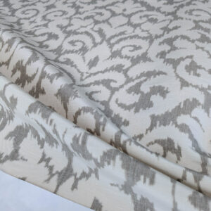 PXL_20250523_183035387 Scalamandre Swirl Grey Beige Scroll Damask Ikat Linen Silk MSRP USD 372/y
