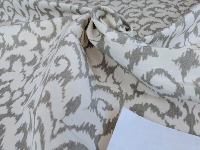 PXL_20250523_183305047 Scalamandre Swirl Grey Beige Scroll Damask Ikat Linen Silk MSRP USD 372/y