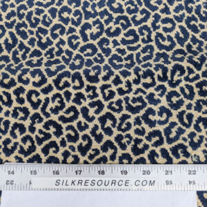 1.4Y Scalamandre Panthera Velvet Indigo Blue Beige Panther Leopard Skin Cotton MSRP USD 395/Y