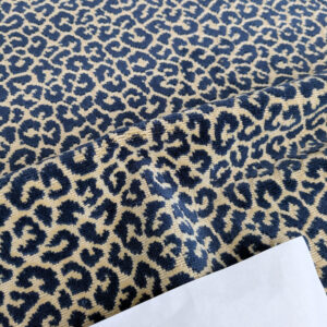 1.4Y Scalamandre Panthera Velvet Indigo Blue Beige Panther Leopard Skin Cotton MSRP USD 395/Y