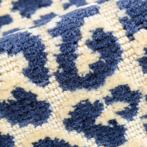1.4Y Scalamandre Panthera Velvet Indigo Blue Beige Panther Leopard Skin Cotton MSRP USD 395/Y
