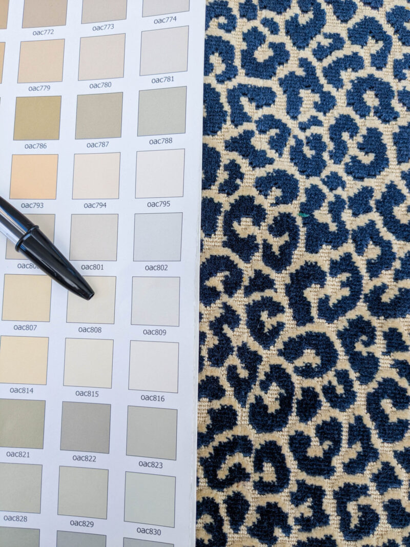 1.4Y Scalamandre Panthera Velvet Indigo Blue Beige Panther Leopard Skin Cotton MSRP USD 395/Y