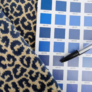 1.4Y Scalamandre Panthera Velvet Indigo Blue Beige Panther Leopard Skin Cotton MSRP USD 395/Y