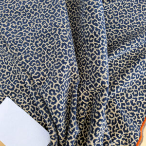 1.4Y Scalamandre Panthera Velvet Indigo Blue Beige Panther Leopard Skin Cotton MSRP USD 395/Y