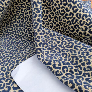 1.4Y Scalamandre Panthera Velvet Indigo Blue Beige Panther Leopard Skin Cotton MSRP USD 395/Y