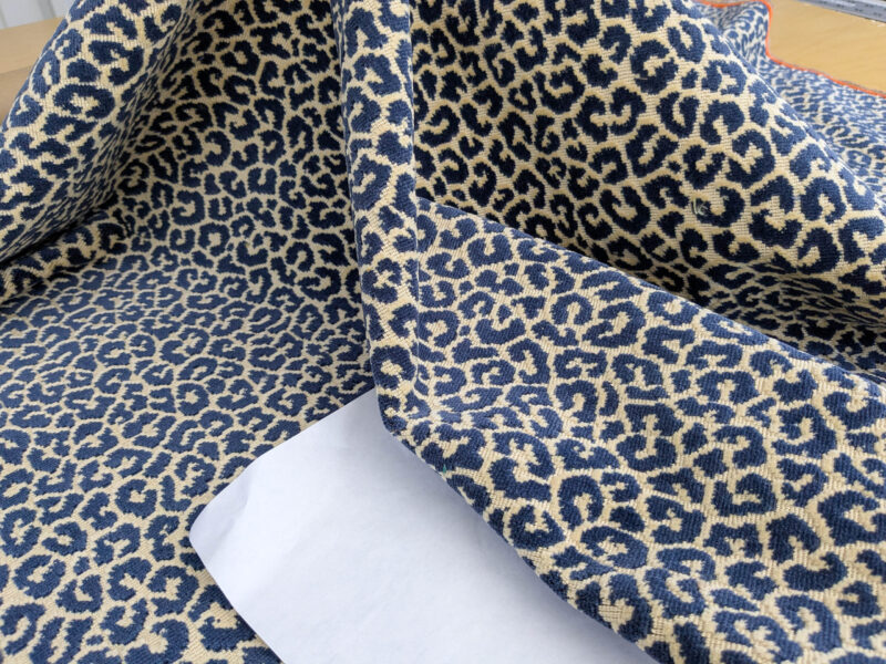 1.4Y Scalamandre Panthera Velvet Indigo Blue Beige Panther Leopard Skin Cotton MSRP USD 395/Y