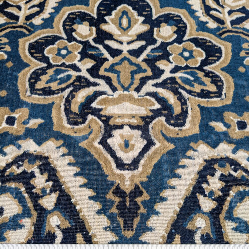 PXL_20250523_210119548 Scalamandre Oushak Linen Velvet Indigo Blue Brown Black  Damask Art Deco MSRP US638/Y
