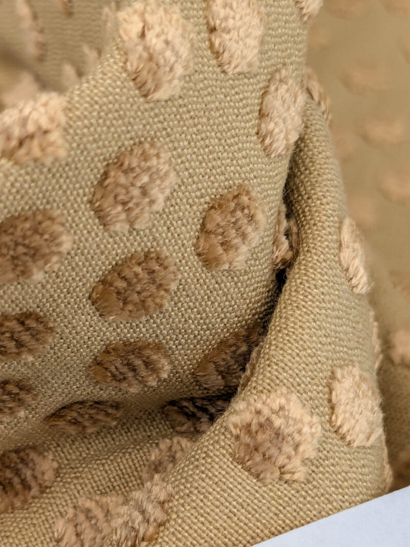 PXL_20250529_205642662 Scalamandre Dotty Desert Light  Brown Chenille Jacquard Heavy Dots Circles Animal Skin Viscose MSRP USD 410/y